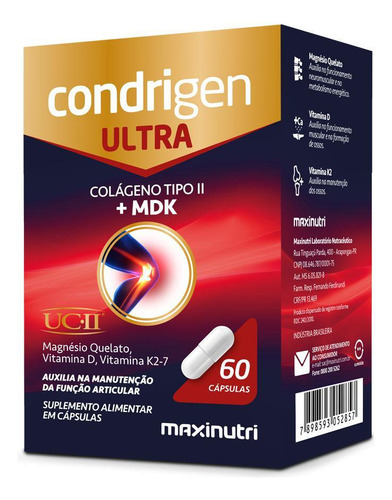 Condrigen Ultra Collagen Type II + Mdk 60 cápsulas Maxinutri