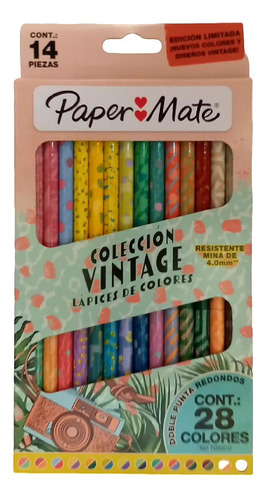 Paper Mate 14 Lapices Doble Color (28 Colores) Vintage