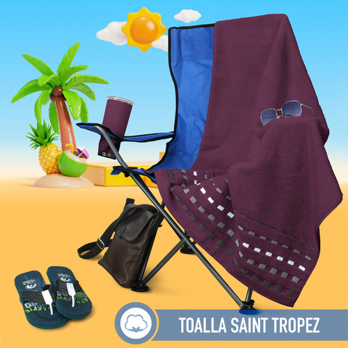 Toalla Zantelo La Perla Baño Completo Alberca 100% Algodón Egipcio Suave Color Morado Liso