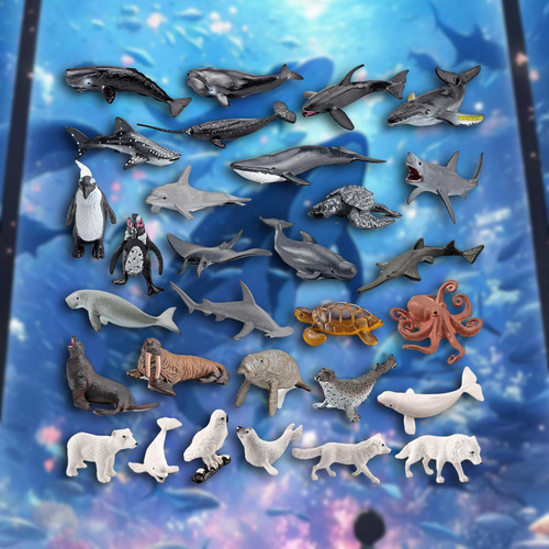 30 Piezas Figuras De Animales Del Océano Mini Juguetes
