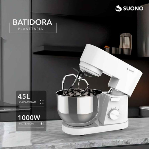 Batidora Planetaria Suono Amasadora 4.5 L 3 1000w Blanca