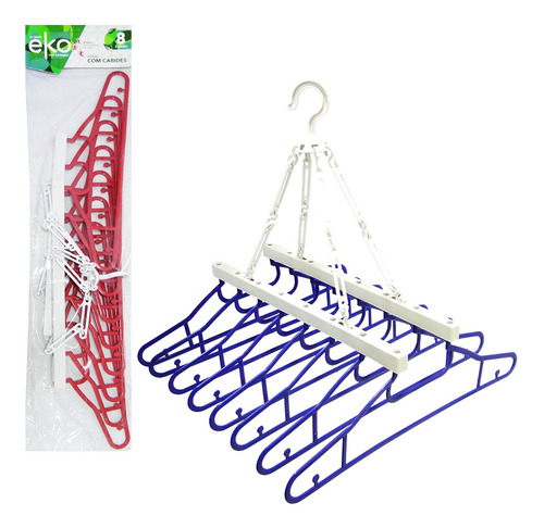 Varal De Pendurar Cabideiro De Plástico Colors Com 8 Cabides