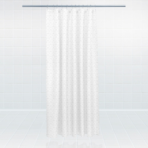 Cortina Para Baño De Poliéster Sparkle Bath Styles Color Blanco Rayas