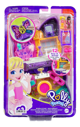 Mattel Polly Pocket Sparkle Stage Bow Compact