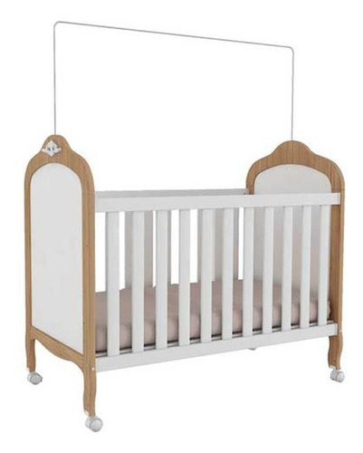 Berço E Mini-cama Peroba Elô 100% Mdf Branco/carvalho