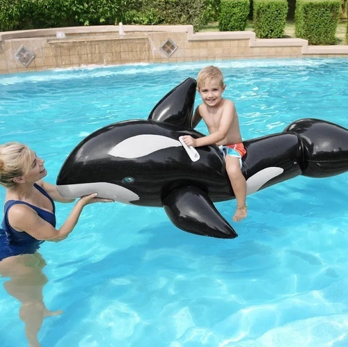 Imagem 3 de 6 de Bote Baleia Inflável Bóia Gigante Piscina Alça Para Criança