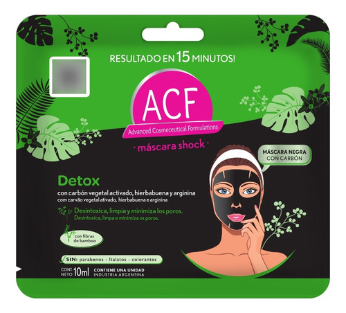 Acf Mascara Facial Negra Carbon Detox Desintoxica Poros 10ml