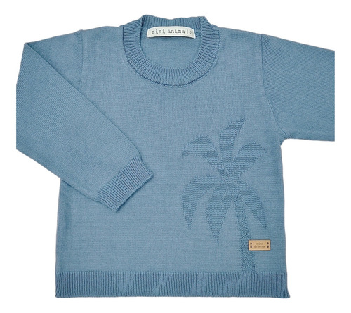 Sweater Mini Anima Palmera Tejido Bebe Kids Gris Humo