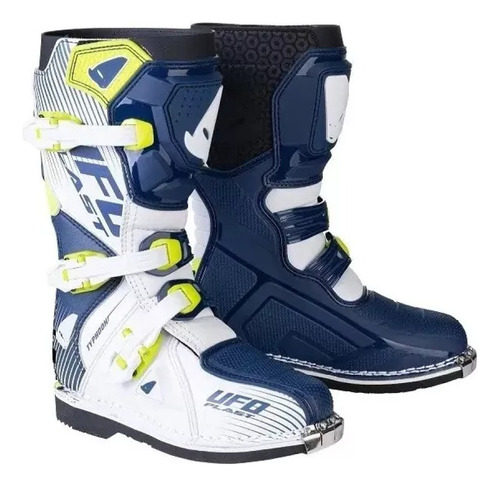 Botas Ufo Typhoon Blanca Con Azul Motocross-enduro En Msp