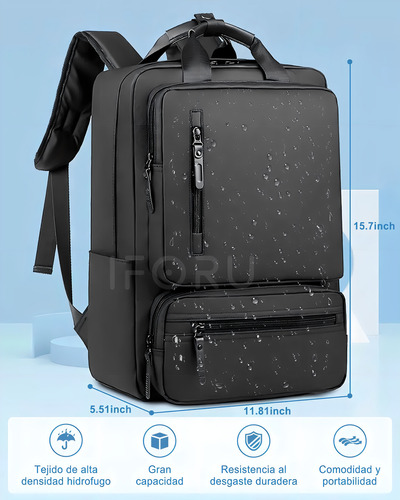 Mochila Viaje Iforu Antirrobo Backpack-14n Color Negro Diseño Lisa 30l