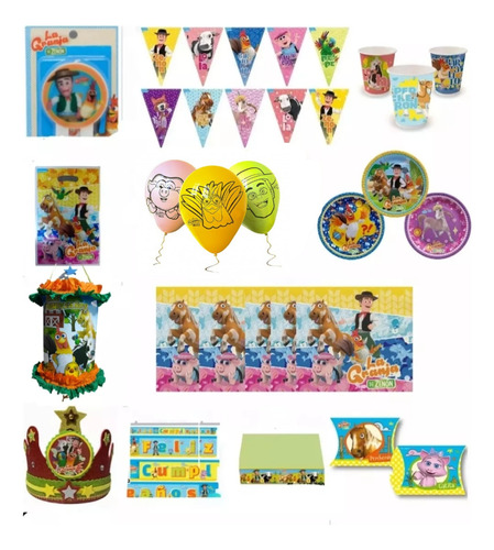 Pack Cotillón Completo Granja De Zenon Para 12 Niños 78 Pcs