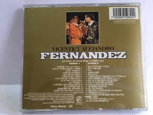 Cd Vicente Alejandro Fernandez En Vivo Juntos Por Última Vez