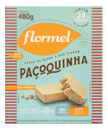 Paçoquinha Flormel sem glúten 480 g pacote x 24 u