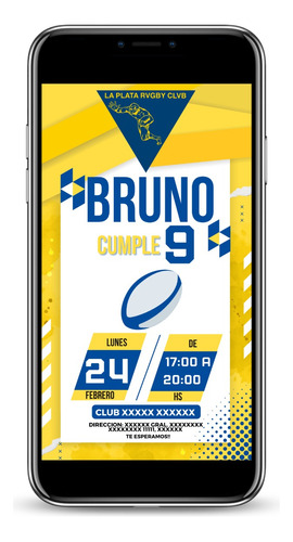 Tarjeta Invitación Cumpleaños Digital La Plata Rugby Club