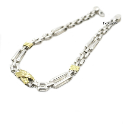 Pulseras Hombre O Mujer En Plata 925 Y Oro Panther, Mamá!! Diámetro 2 Cm Largo 18 Cm