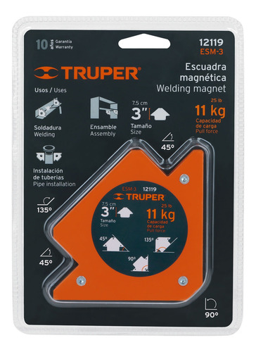 Kit 2 Escuadras Angulo Magnética 3 Para Soldar 11 Kg Truper