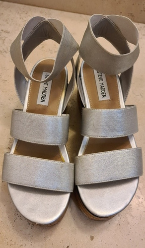 Sandalias Gris Plata De Plataforma Talla 6.5 Steve Maden 