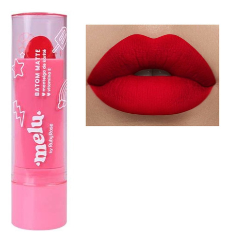 Batom Bala Matte Melu Cm06 Red Velvet - Ruby Rose