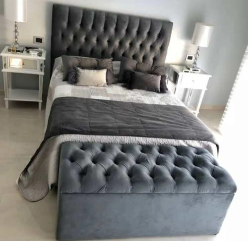 Imagen 3 de 4 de Baulera Pie De Cama Capitone Pana 2 Plazas 140cm Envio Grat