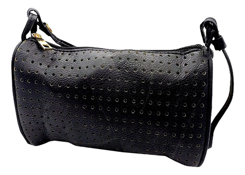 Bolsa De Hombro Pequeña Tipo Cartera Para Mujer Cierre Bolso Color Negro Correa De Hombro Mismo Color De La Bolsa