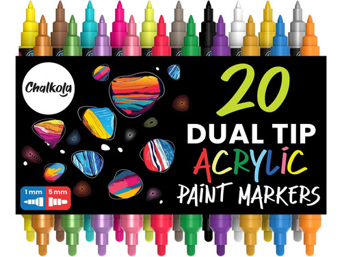 Chalkola 20 Rotuladores De Pintura Acrílica De Doble Punta -