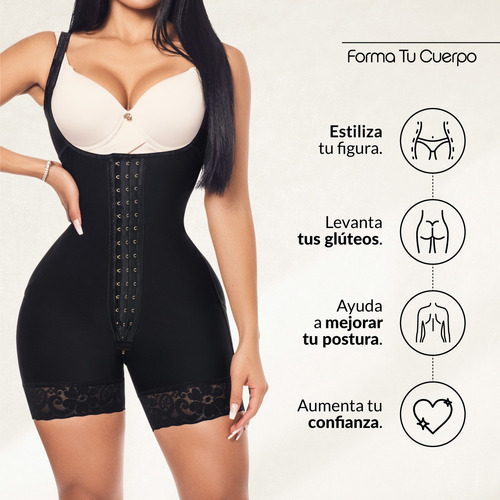 Faja Luxury Cintura-cadera Media Pierna Broche Lux-213 Negro 2xs-xl