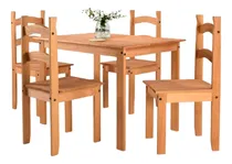Comprar Juego Comedor Mesa 4 Sillas En Madera Color Miel Ebz Diseño De La Tela De Las Sillas Sin Tela