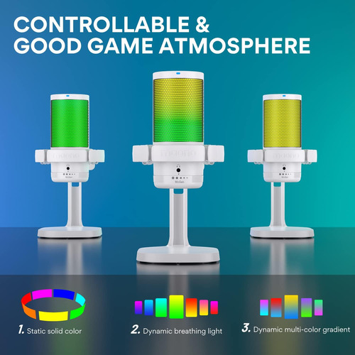 Micrófono Gamer Maono Gamerwave Dgm20 Rgb, Blanco