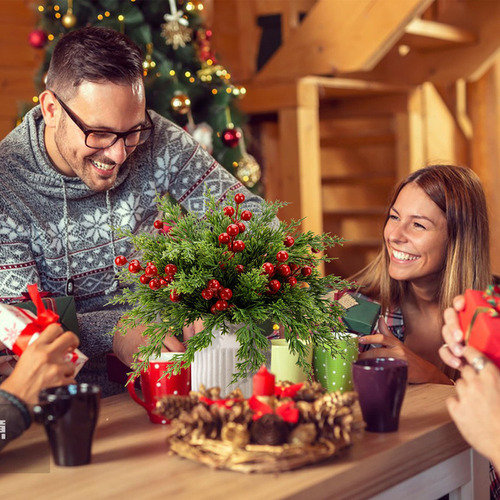 45 Arreglo Floral De Navidad Con Agujas De Pino For La Mesa