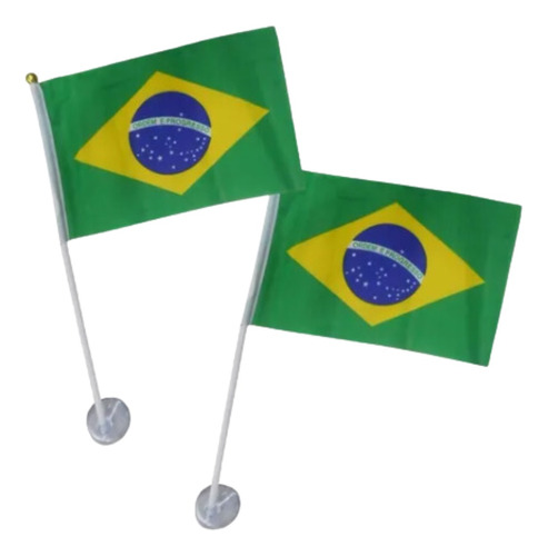 Kit Bandeira Do Brasil Com Ventosa 20x14 - 2 Unid.