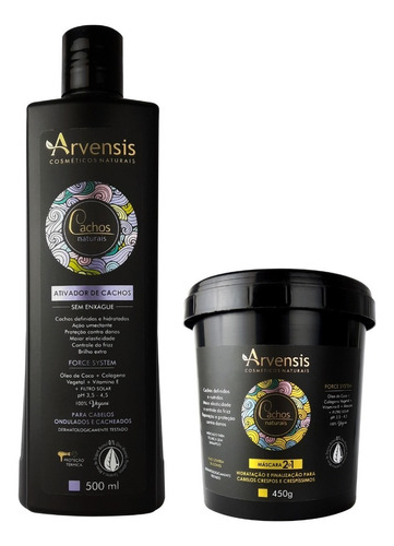 Kit Arvensis Cachos Ativador Ondulado 500ml E Masc. 2x1 450g