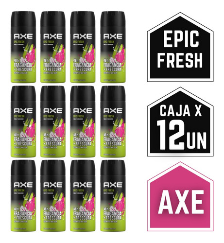 Desodorante Axe Fragancia Epic Fresh Sin Irritación Pack X12