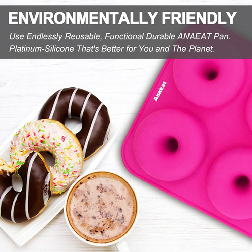 Molde Para Donas De Silicona 6 Cavidades De 7.5 Cm 3 Pzas