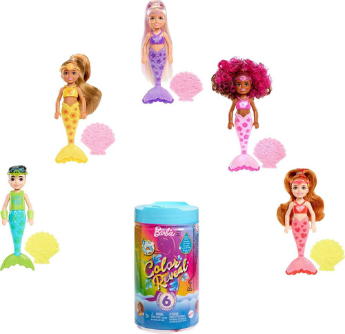 Muñeca Barbie Sirena Color Reveal Con 6 Sorpresas De