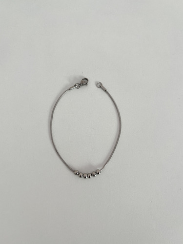 Pulsera Clapton Cola Raton Con Bolitas De Acero Quirúrgico Plateado 19 Cm
