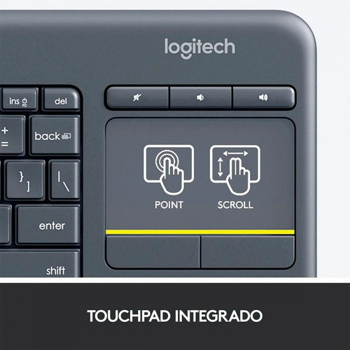 Teclado Logitech K400 Plus S/ Fio Touch 920-007125