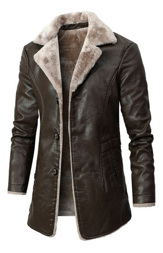 Chaqueta De Cuero Cuello Alto Hombre Pu Polar Traje Negocios