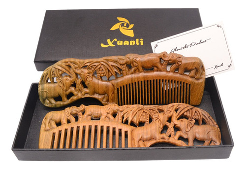 Xuanli® 2 Pcs Natural Sandalwood Comb Hair Care Anti Static 