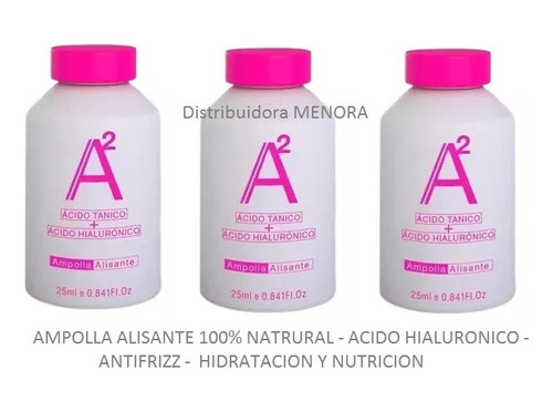 Ampolla Alisante A2 -ácido Hialuronico -1oo% Natural X 3 Uni