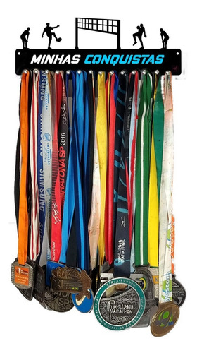 Porta Medalha Futvolei Masculino Para Até 50 Medalhas Cor Preto
