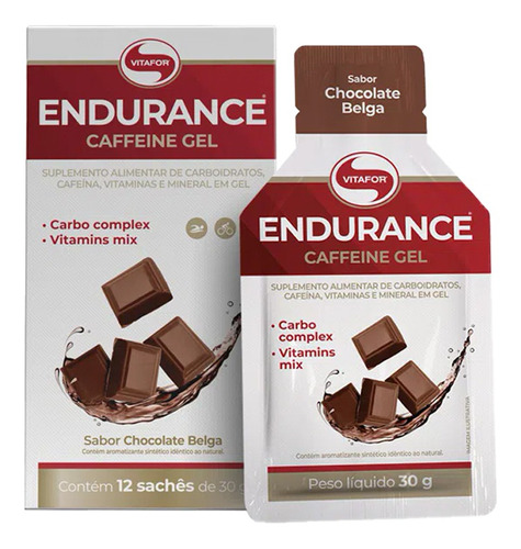 Endurance Caffeine Gel (360g) 12 Sachês Chocolate Vitafor