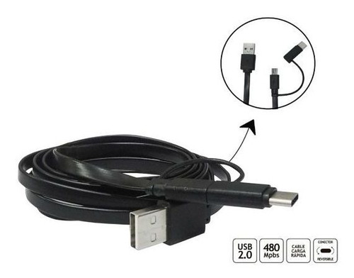 B-plug Cable 2en1 Conector Microusb Y Tipo C Carga R Th444ex