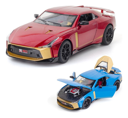 D Nissan Gt R50 1/24 Miniatura Metal Coche Con Luces Y