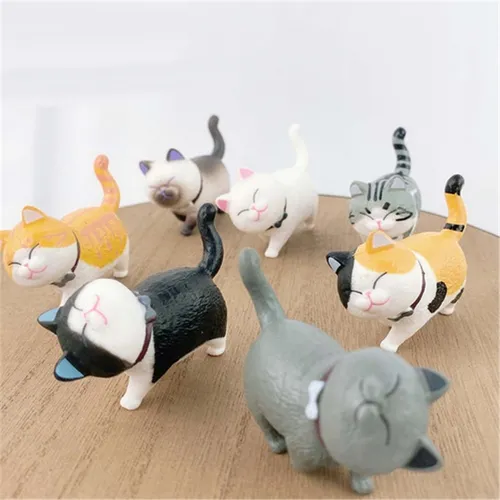 A 9 Piezas De Pvc Gatos Figurines Escritorio Mesa Gatito