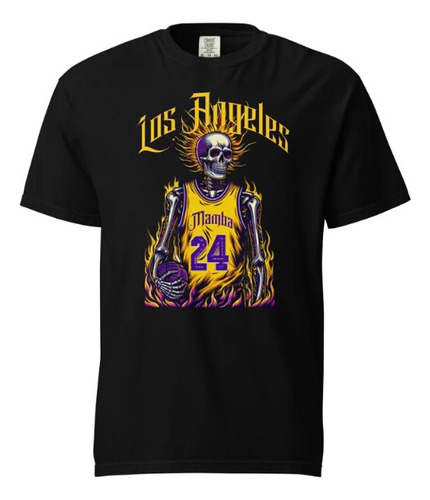 Polera Unisex Lakers Nba Esqueleto 24 Los Angeles Estampado