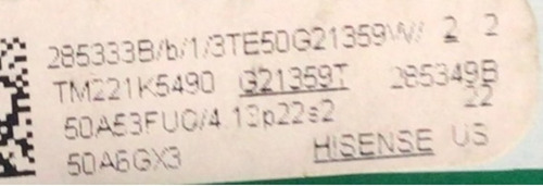 Kit Hisense 285333 50a53fug 289320 Rsag7.82011100/roh 50a6gx (Usado)