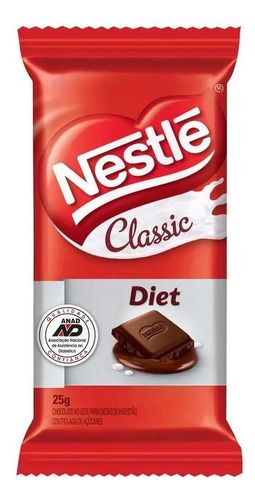 Chocolate Classic Ao Leite Diet Nestlé Com 22 Un De 25g
