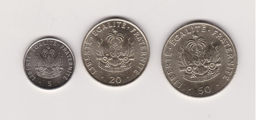 Lote 3 Moneda Haiti Sin Circular 5/1997+20+50 Centimes 1999