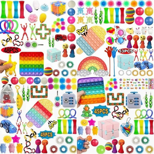 Kit De Brinquedos Barato Fidget Pop It Rainbow Pioneer 53 Pc