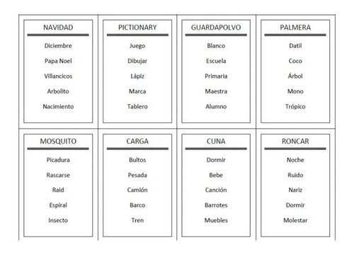 Cartas Juego Tipo Tabu O Taboo Para Imprimir (pdf)